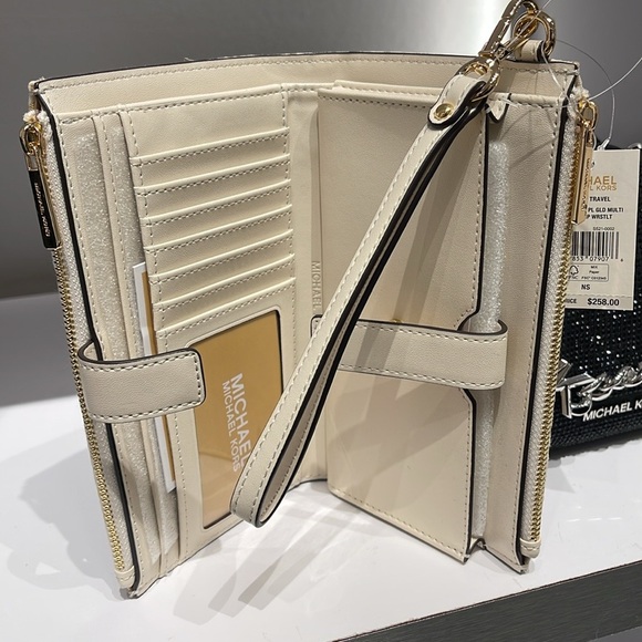 Michael Kors Jet Set Travel Large Double-Zip Wristlet-Wallet-PhoneHolder Pale Gd - Picture 5 of 16